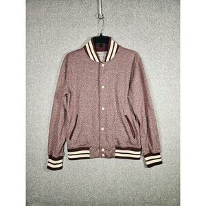 Charles and a Half Varsity Jacket Burgundy Snap Front Striped Trim S Bomber